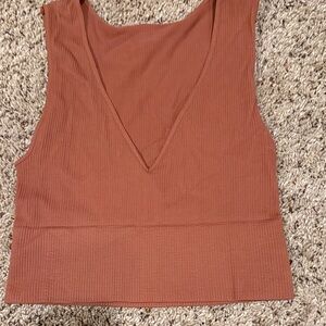 Rust Sleeveless V-Neck Top